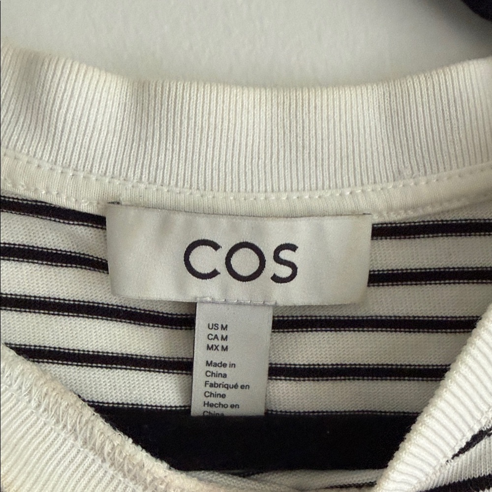 COS Striped Crewneck Tee - White & Black - Picture 2 of 2